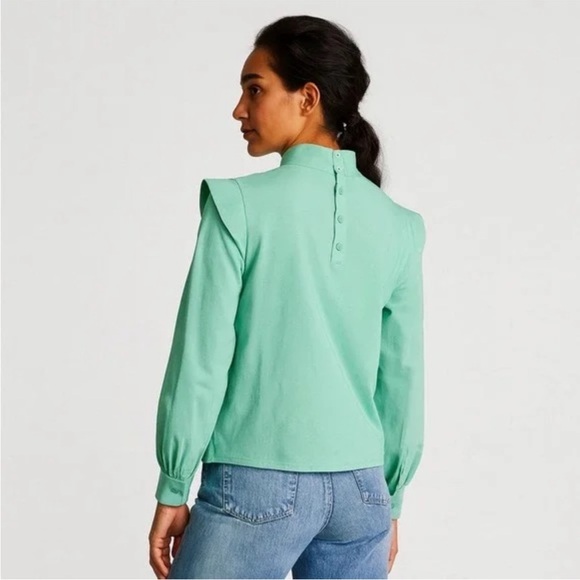 Everlane Top Ruffle Green - Picture 3 of 6